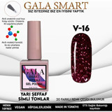 Gala Smart Vitraj V16 Mor Işıltılı Kalıcı Simli Oje