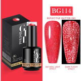 Born Pretty Pro New Series BG114 Pembe Işıltılı Kalıcı Simli Jel Oje