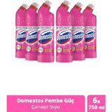 Domestos Pembe Güç Kokulu Banyo-Mutfak İçin Konsantre Jel Çamaşır Suyu 6x750 ml