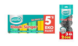 Smarter Klasik Oluklu 5'li Bulaşık Süngeri