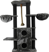 Lotus Furniture Pet Series Kare Hamaklı 4 Katlı İç Mekan Ahşap Kedi Evi Siyah