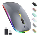 Jingyi RGB Sessiz Kablosuz Gri Optik Mouse