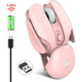 Jingyi RGB Sessiz Ergonomik Kablolu Pembe Optik Mouse