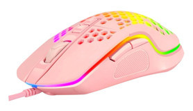 Hemoton V9 RGB Sessiz Makrolu Kablolu Pembe Optik Gaming Mouse