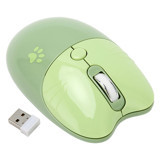 Shanrya Tablet Uyumlu Sessiz Kablosuz Kedi Desenli Yeşil Optik Mouse