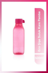 Tupperware Eco Kare Pembe Plastik Spor Yetişkin Matara 500 ml