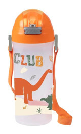 Herevin Club Dinozor Pipetli Turuncu Plastik Okul Çocuk Suluk 610 ml