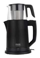 Schafer Çay Keyfi Cam Demlikli 1800 W Plastik Gövdeli Siyah Vintage Çay Makinesi