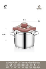 Amboss Ocean Clipso Kapak Çelik 10 lt Düdüklü Tencere Rose