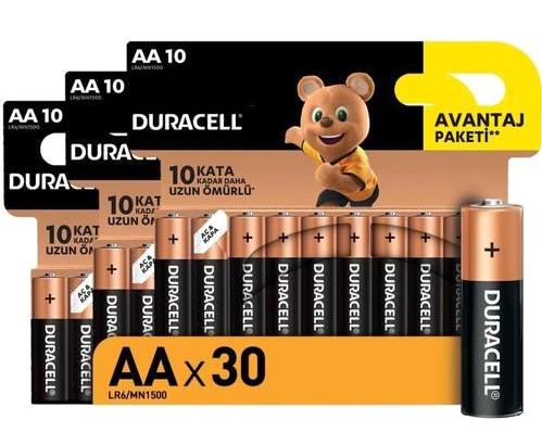 Duracell LR6 1.5 V Alkalin AA / Kalem Pil 30'lu