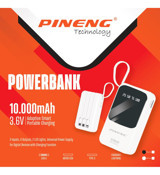 Pineng PN-560 10000 mAh Hızlı Şarj Dijital Göstergeli Lighning - Type C Çoklu Bağlantı Kablolu Powerbank Beyaz