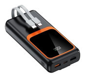 Paleon Paleon YB-017 20000 mAh Hızlı Şarj Dijital Göstergeli Type C - USB Çoklu Bağlantı Kablolu Powerbank Siyah