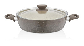 Cosiness Panamera Cam Kapaklı Granit 26 cm Basık Tencere