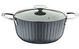 Oms Collection Colonna 3318 Cam Kapaklı Granit 28 cm Derin Tencere Antrasit