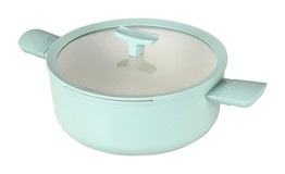 Berghoff Leo Balance Cam Kapaklı Alüminyum 28 cm Derin Tencere Turkuaz
