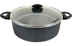 By Kardelen No:22 Cam Kapaklı Granit 22 cm Derin Tencere