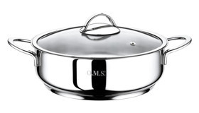 Oms Collection 2038SL İndüksiyon Cam Kapaklı Paslanmaz Çelik 24 cm Basık Tencere