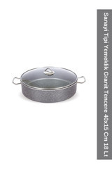 Viyalente Endüstriyel Cam Kapaklı Granit 40x15 cm Basık Tencere