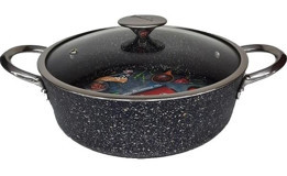 Oms Collection İndüksiyon Cam Kapaklı Granit 28 cm Karnıyarık Tencere