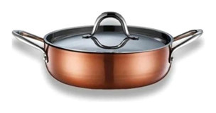 Brioni Copperfield CPF123 İndüksiyon Cam Kapaklı Paslanmaz Çelik 24 cm Basık Tencere