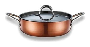 Brioni Copperfield CPF124 İndüksiyon Cam Kapaklı Paslanmaz Çelik 26 cm Basık Tencere