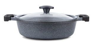 Thermoad Cam Kapaklı Granit Basık Tencere