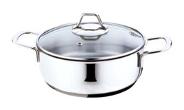 Gülsan Cam Kapaklı Çelik 22 cm Derin Tencere