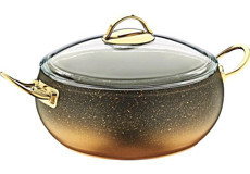 Oms Collection 3141 Cam Kapaklı Granit 28 cm Derin Tencere