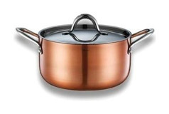 Brioni Copperfield Cam Kapaklı Paslanmaz Çelik 24 cm Derin Tencere