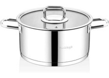 Nice Home Art Solid Cam Kapaklı Çelik 24 cm Derin Tencere