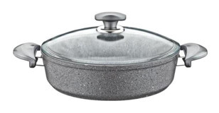 Oms Collection Gr201 Cam Kapaklı Granit 24 cm Basık Tencere