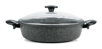 Thermoad Love Cam Kapaklı Granit 32 cm Karnıyarık Tencere