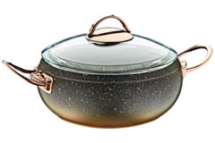 Oms Collection Bio 3141 Cam Kapaklı Granit 20 cm Derin Tencere