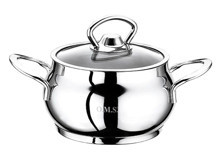 Oms Collection Mini Küre Cam Kapaklı Çelik 14 cm Derin Tencere