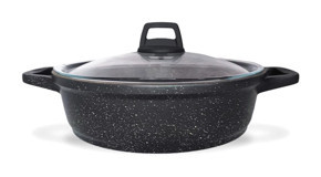 Khor Negro Cam Kapaklı Döküm 26 cm Basık Tencere