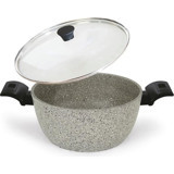 Flonal Monalite İndüksiyon Cam Kapaklı Granit 24 cm Derin Tencere