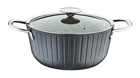 Oms Collection Colonna Cam Kapaklı Granit 24 cm Derin Tencere