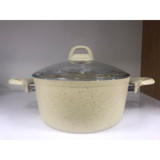 Hascevher Cam Kapaklı Granit 24 cm Derin Tencere