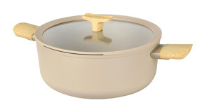 Berghoff Leo Balance Cam Kapaklı Alüminyum 28 cm Basık Tencere Bej