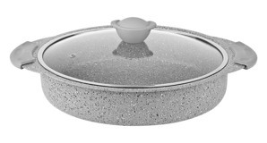 Oms Collection Bio 3322 Cam Kapaklı Granit 28 cm Karnıyarık Tencere