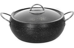 Alkar Cam Kapaklı Döküm-Granit 18 cm Derin Tencere