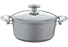 Acar OMS 3110 Cam Kapaklı Granit 24 cm Derin Tencere