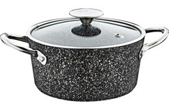 Oms Collection 3116 Cam Kapaklı Granit 28 cm Derin Tencere