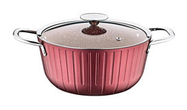 Oms Collection 3118 Cam Kapaklı Granit 24 cm Derin Tencere