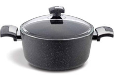 Bonera Cam Kapaklı Granit 24 cm Derin Tencere