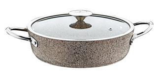 Oms Collection Bio 3316 İndüksiyon Cam Kapaklı Granit 24 cm Karnıyarık Tencere