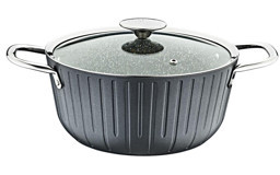 Oms Collection Colonna 3318 Cam Kapaklı Granit 24 cm Derin Tencere Antrasit
