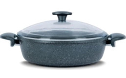 Thermoad Cam Kapaklı Granit 24 cm Basık Tencere