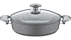 Oms Collection 3310 Cam Kapaklı Granit 22 cm Basık Tencere
