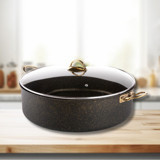 Evren Gold Stone Cam Kapaklı Granit 40 cm Karnıyarık Tencere